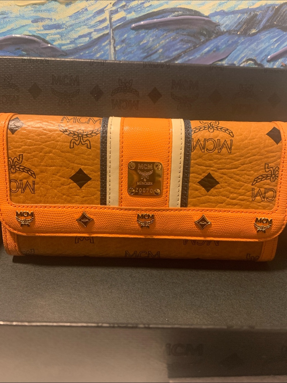 MCM Cognac and Orange Visetos Continental Wallet EUC - Picture 2 of 11